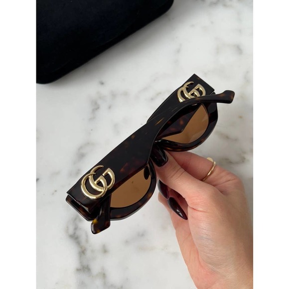NEW Gucci GG1421S Brown Thick Rim Marmont Cat Eye Sunglasses - Picture 4 of 11